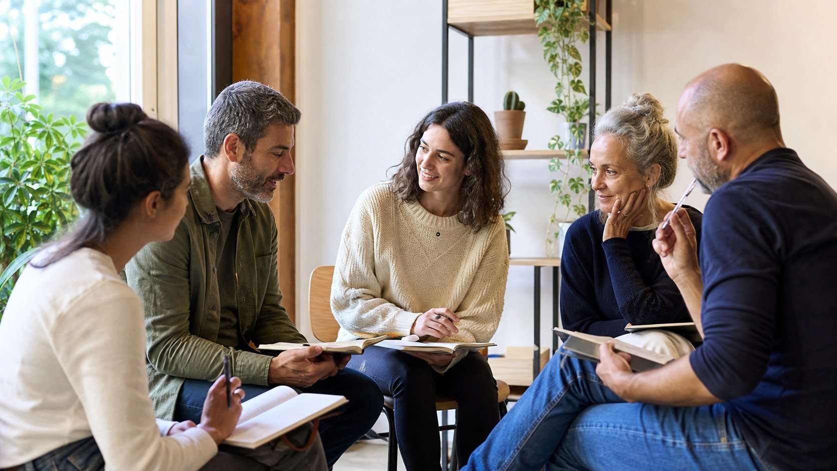 Participantes revisando acuerdos de colaboración después de una actividad